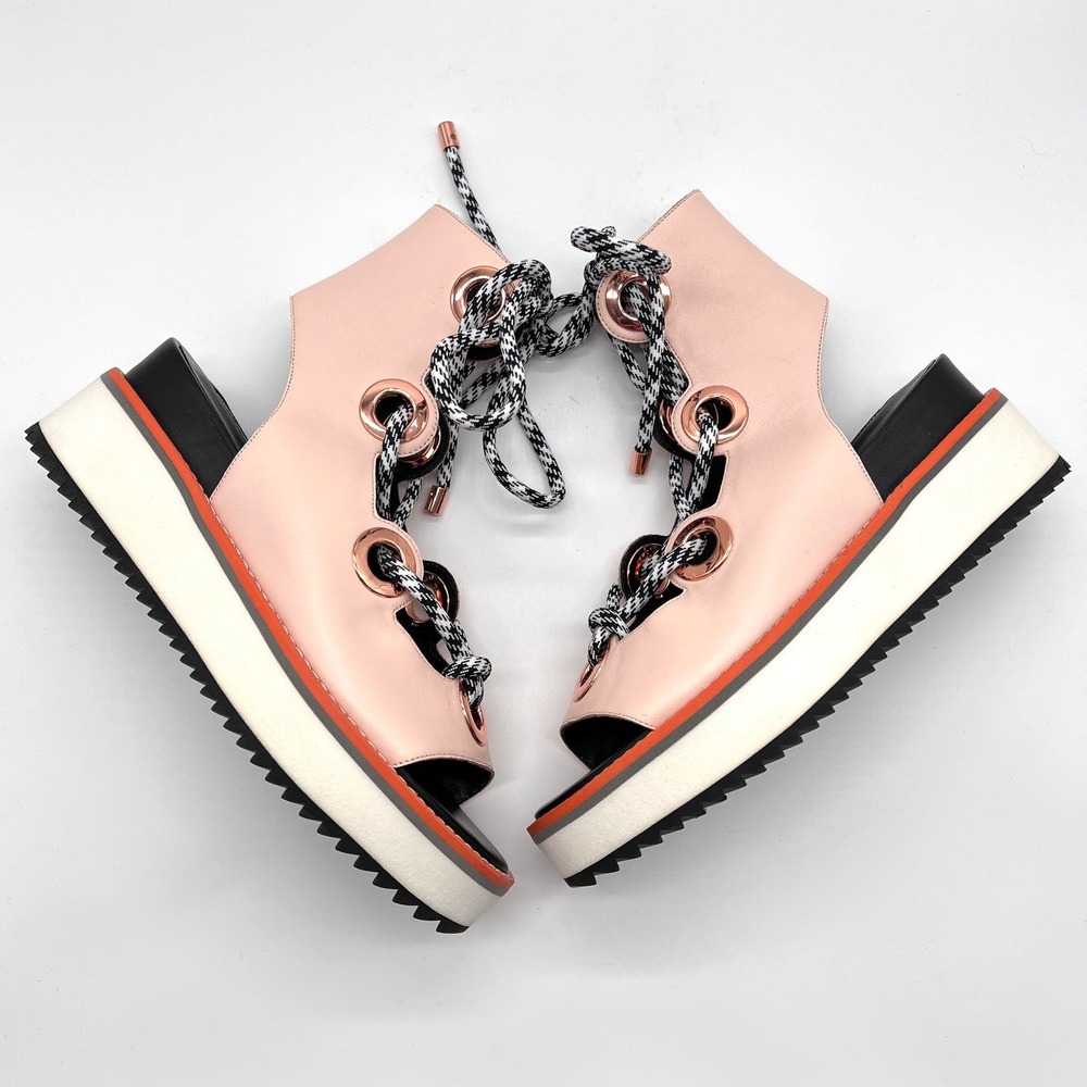 KAT MACONIE Lace Up Shoe Womens 40 Light Pink Leather Gladiator Platform Sandal - Picture 4 of 9